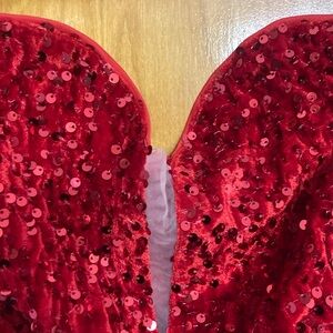 SHEIN Red Sequin Off-Shoulder Dress